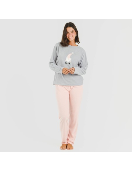 Pijama polar Gnome rosa pijamas-de-invierno-de-mujer