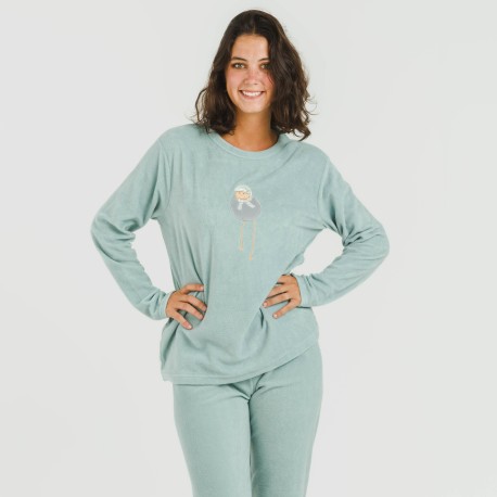 Pijama polar Frosty verde tiffany pijamas-de-invierno-de-mujer