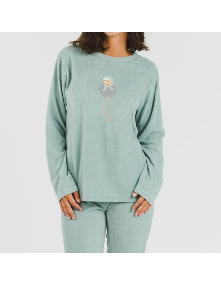 Pijama polar Frosty verde tiffany pijamas-de-invierno-de-mujer