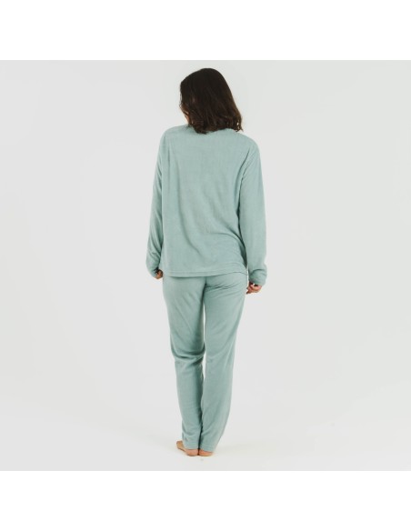 Pijama polar Frosty verde tiffany pijamas-de-invierno-de-mujer