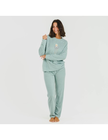 Pijama polar Frosty verde tiffany pijamas-de-invierno-de-mujer