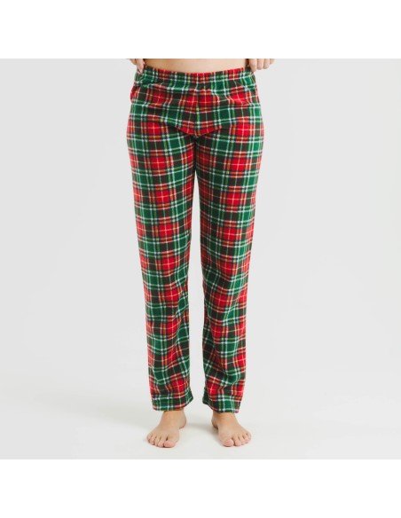 Pijama polar Cuadro Aros burdeos pijamas-de-invierno-de-mujer