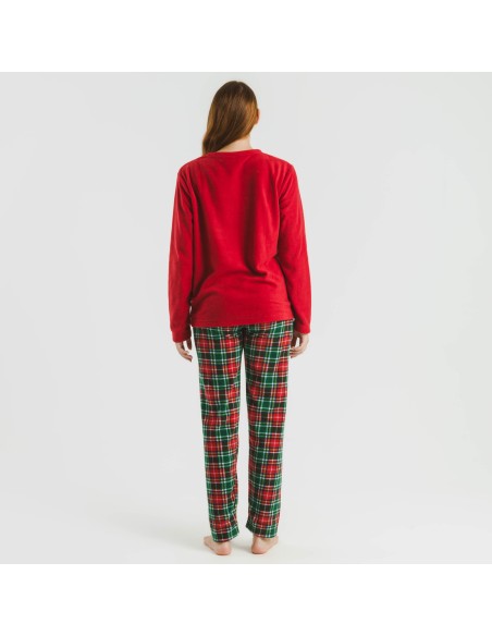 Pijama polar Cuadro Aros burdeos pijamas-de-invierno-de-mujer