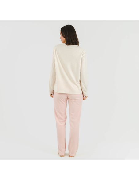 Pijama polar Buho rosa palo pijamas-de-invierno-de-mujer