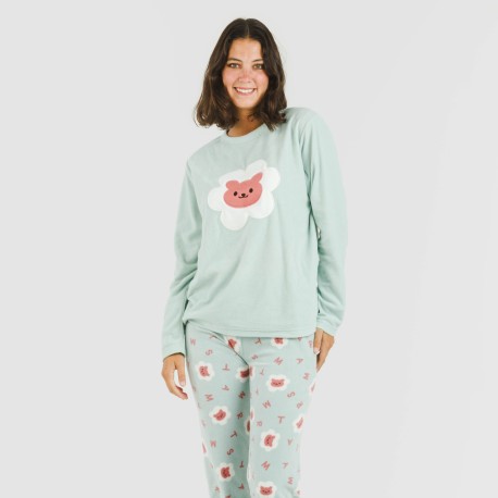 Pijama polar Nolan verde pijamas-de-invierno-de-mujer