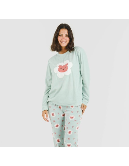 Pijama polar Nolan verde pijamas-de-invierno-de-mujer