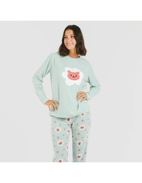 Pijama polar Nolan verde pijamas-de-invierno-de-mujer