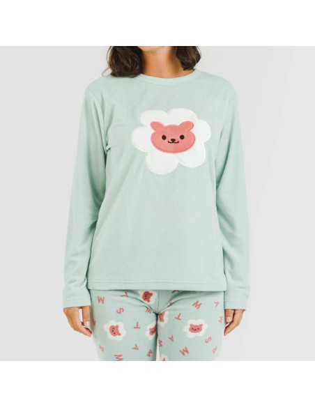 Pijama polar Nolan verde pijamas-de-invierno-de-mujer