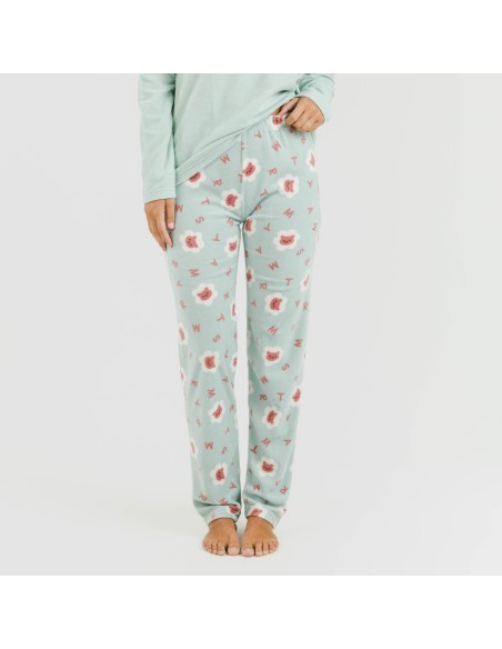 Pijama polar Nolan verde pijamas-de-invierno-de-mujer