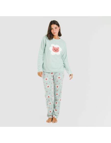 Pijama polar Nolan verde pijamas-de-invierno-de-mujer