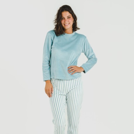 Pijama terciopelo Raya Seasonal agua marina pijamas-de-invierno-de-mujer