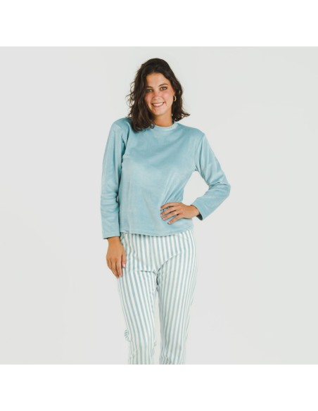 Pijama terciopelo Raya Seasonal agua marina pijamas-de-invierno-de-mujer