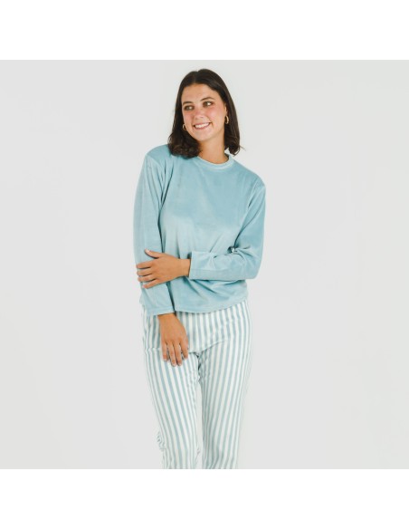 Pijama terciopelo Raya Seasonal agua marina pijamas-de-invierno-de-mujer