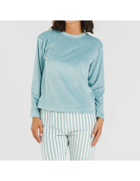 Pijama terciopelo Raya Seasonal agua marina pijamas-de-invierno-de-mujer