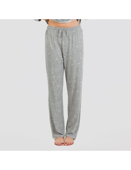 Pijama largo mujer soft Ambarina gris marengo pijamas-largos-de-mujer