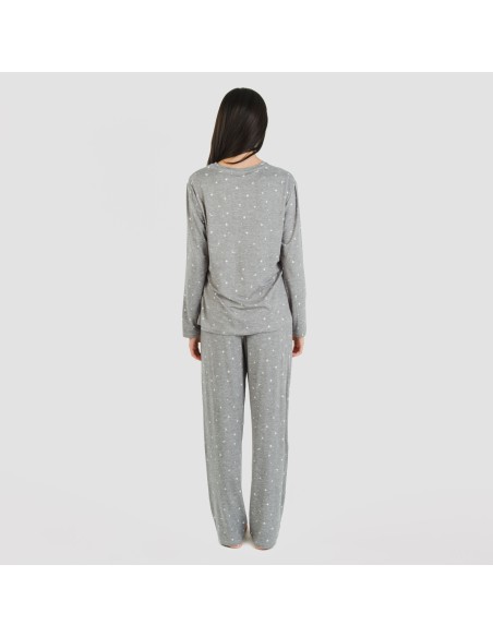 Pijama largo mujer soft Ambarina gris marengo pijamas-largos-de-mujer