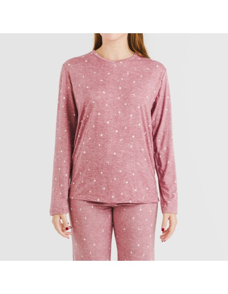 Pijama largo mujer soft Ambarina malva rosa pijamas-largos-de-mujer