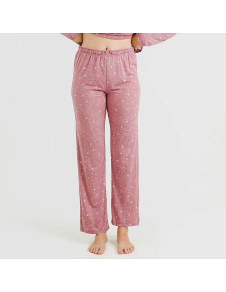 Pijama largo mujer soft Ambarina malva rosa pijamas-largos-de-mujer