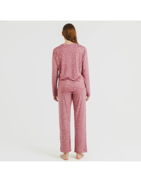 Pijama largo mujer soft Ambarina malva rosa pijamas-largos-de-mujer