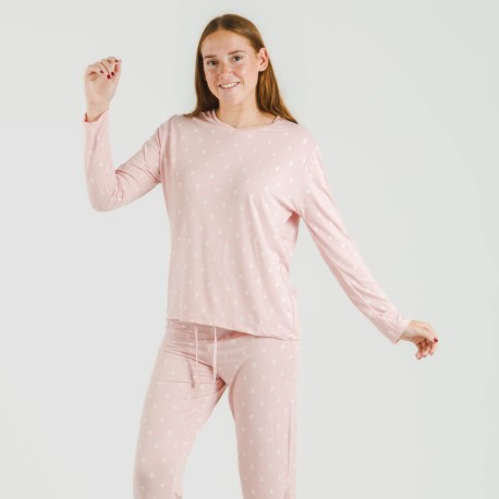 Pijama largo mujer soft Baby rosa palo pijamas-largos-de-mujer