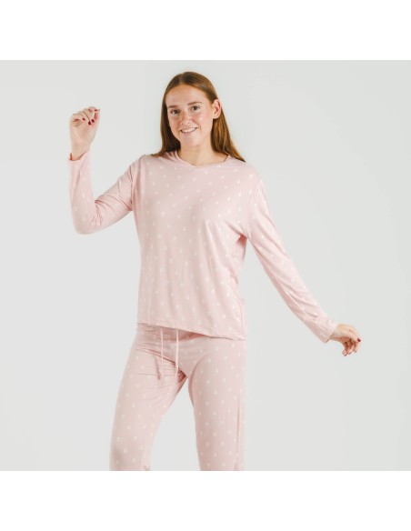 Pijama largo mujer soft Baby rosa palo pijamas-largos-de-mujer