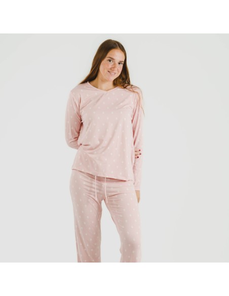 Pijama largo mujer soft Baby rosa palo pijamas-largos-de-mujer