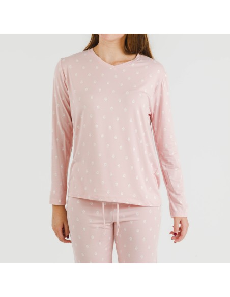 Pijama largo mujer soft Baby rosa palo pijamas-largos-de-mujer