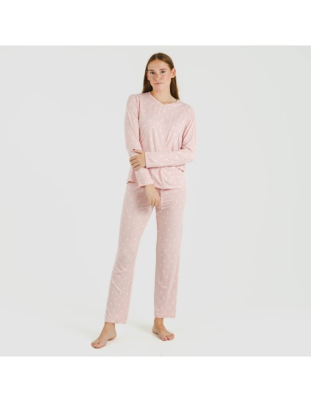 Pijama largo mujer soft Baby rosa palo pijamas-largos-de-mujer