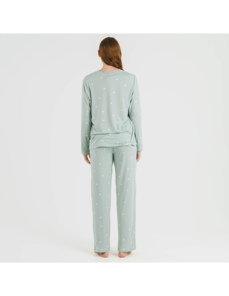 Pijama largo mujer soft Choer verde tiffany pijamas-largos-de-mujer