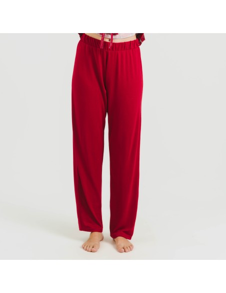 Pijama largo Secret mujer Cuadro Nicolas rojo pijamas-largos-de-mujer