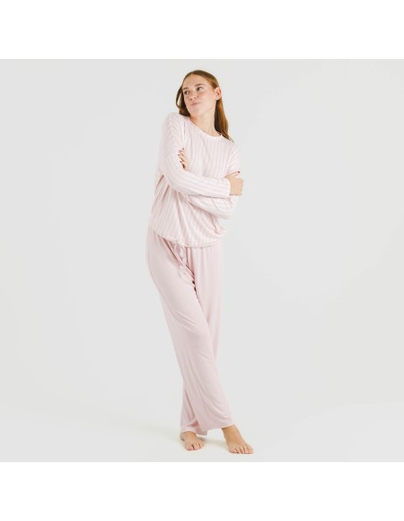 Pijama largo Secret mujer Raya Marsella rosa pijamas-largos-de-mujer