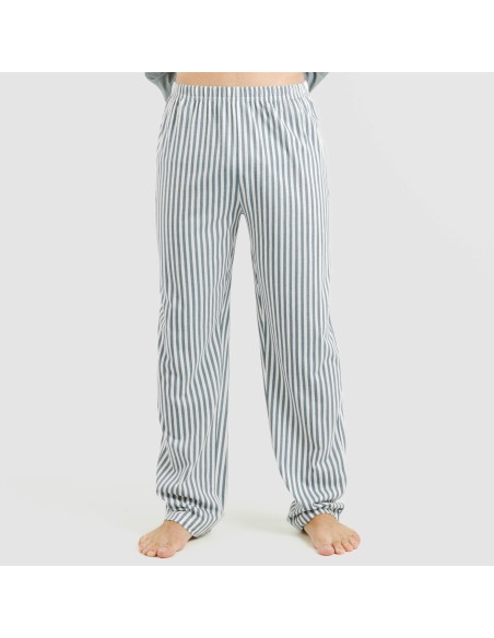 Pijama largo algodón hombre Raya Kodac verde azulado pijamas-largos-hombre