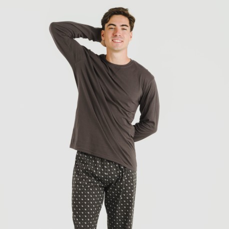 Pijama largo algodón hombre Cachemir petroleo pijamas-largos-hombre