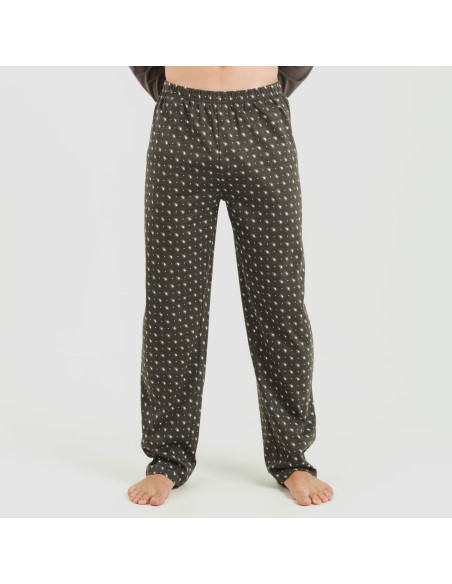 Pijama largo algodón hombre Cachemir petroleo pijamas-largos-hombre