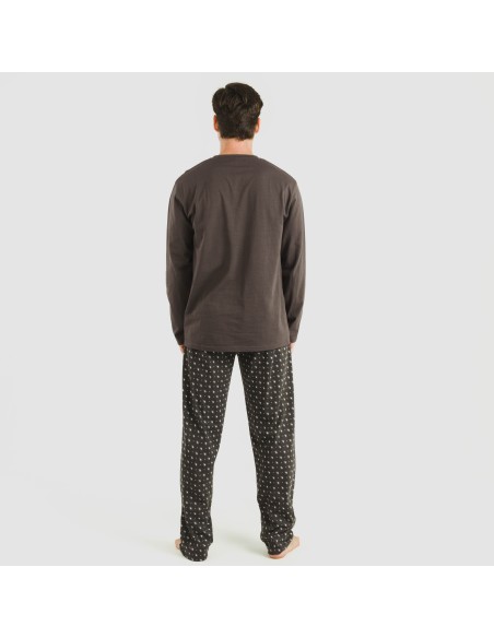 Pijama largo algodón hombre Cachemir petroleo pijamas-largos-hombre