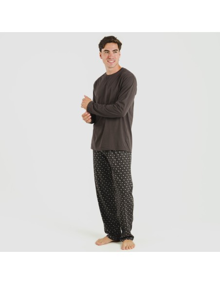 Pijama largo algodón hombre Cachemir petroleo pijamas-largos-hombre