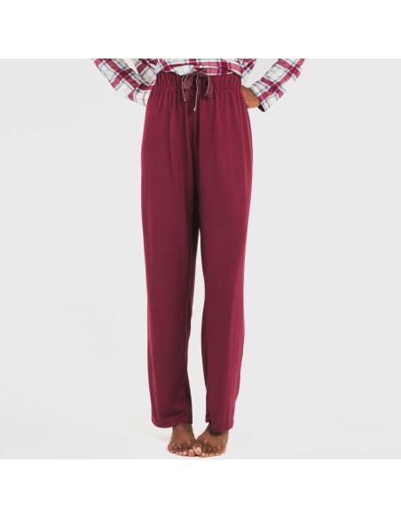 Pijama largo Secret mujer Cuadro Dalis burdeos pijamas-largos-de-mujer