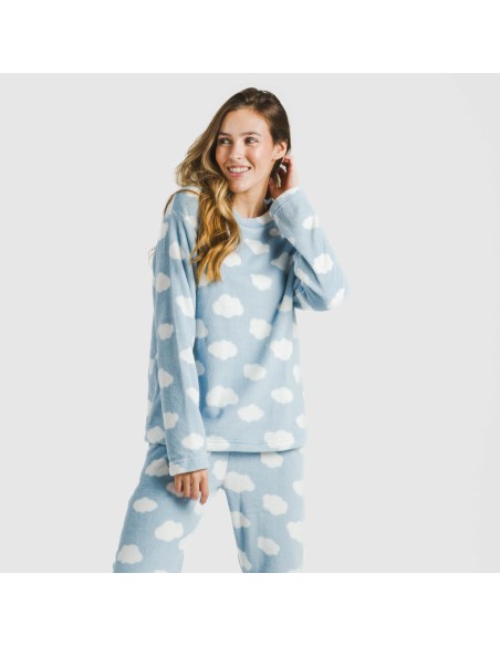 Pijama coral Nubecita celeste pijamas-de-invierno-de-mujer