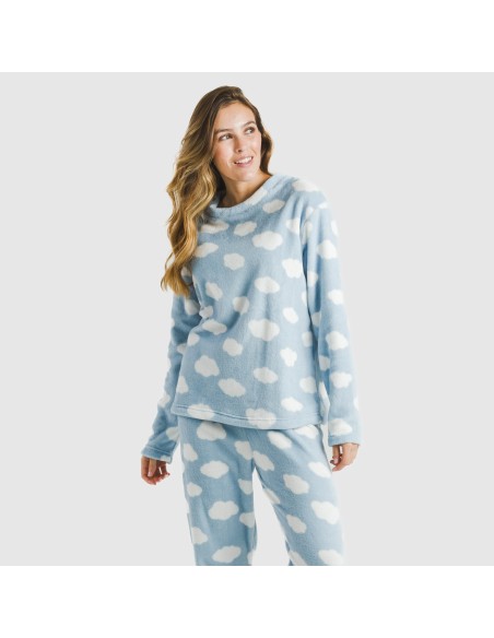 Pijama coral Nubecita celeste pijamas-de-invierno-de-mujer