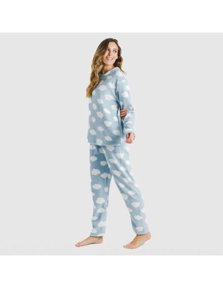 Pijama coral Nubecita celeste pijamas-de-invierno-de-mujer