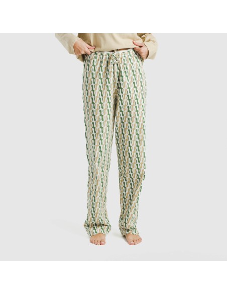 Pijama largo algodón Peris arena pijamas-largos-de-mujer