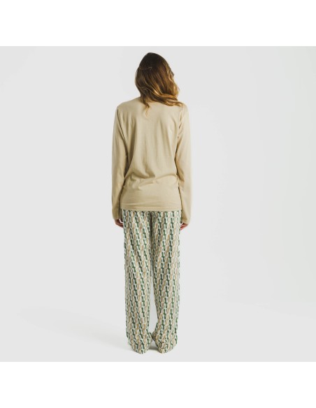 Pijama largo algodón Peris arena pijamas-largos-de-mujer