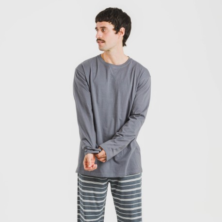 Pijama largo algodón hombre Raya Gastur indigo pijamas-largos-hombre