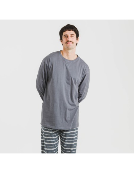 Pijama largo algodón hombre Raya Gastur indigo pijamas-largos-hombre