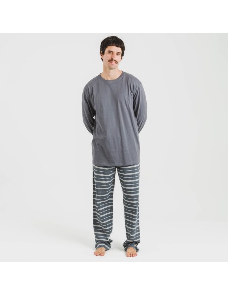 Pijama largo algodón hombre Raya Gastur indigo pijamas-largos-hombre