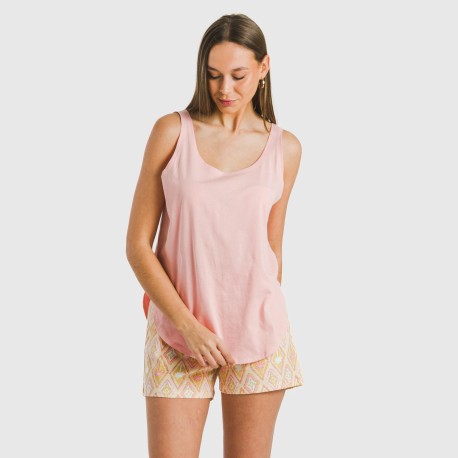 Pijama corto algodón Mina rosa pijamas-cortos-mujer
