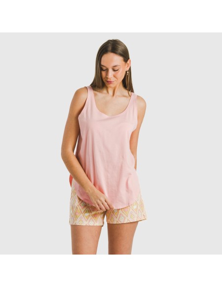 Pijama corto algodón Mina rosa pijamas-cortos-mujer