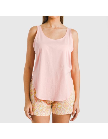 Pijama corto algodón Mina rosa pijamas-cortos-mujer