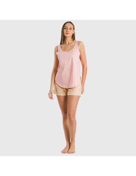 Pijama corto algodón Mina rosa pijamas-cortos-mujer