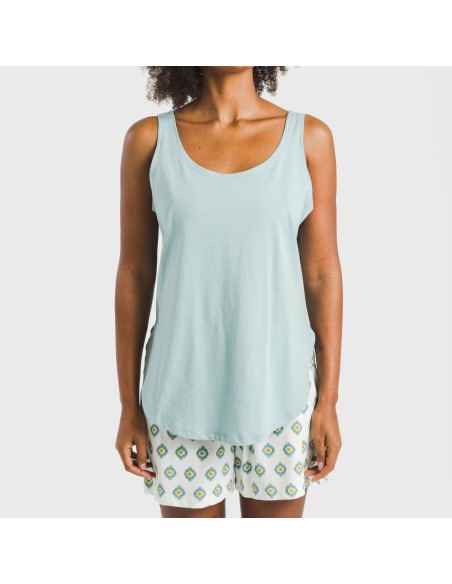Pijama corto algodón Joy agua marina pijamas-cortos-mujer